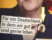 Ficki Ficki Sticker auf Merkelplakat (CDU) in Schweizer Fernsehen