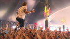 John Coffey singer catches beer while crowdwalking, and drink