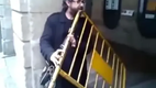Guy Plays Metal Barrier Like A Flute